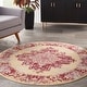 preview thumbnail 48 of 135, Nourison Grafix Distressed Vintage Medallion Area Rug 5'3" Round - Cream/Red