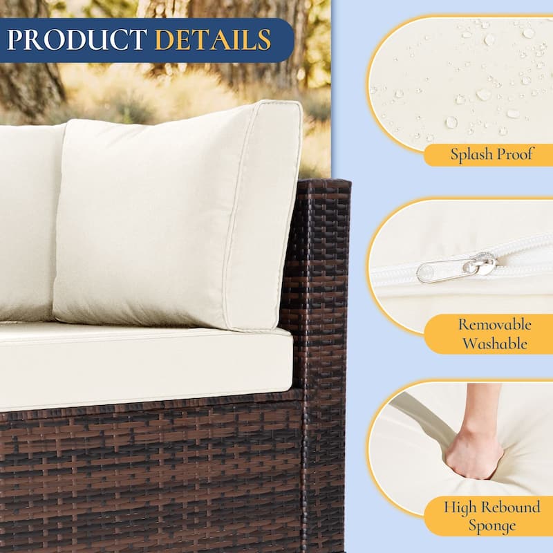 7 Pieces Wicker Rattan Outdoor Sectional Conversation Set with Coffee Table