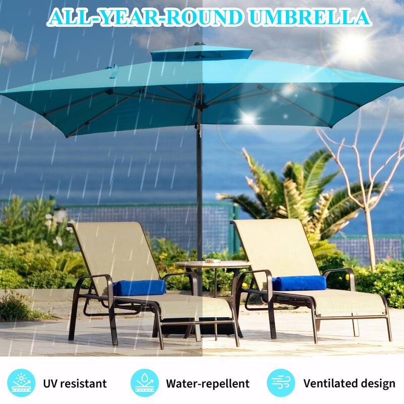 Aluminum Patio Umbrella - 360° Rotation, Hydraulic Lift