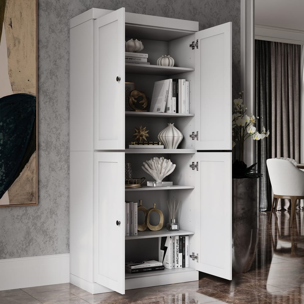 Palace Imports 100% Solid Wood 6-Shelf Bookcase, Shaker Doors, Adjustable Shelves, 32" Wide, 71.5" Tall