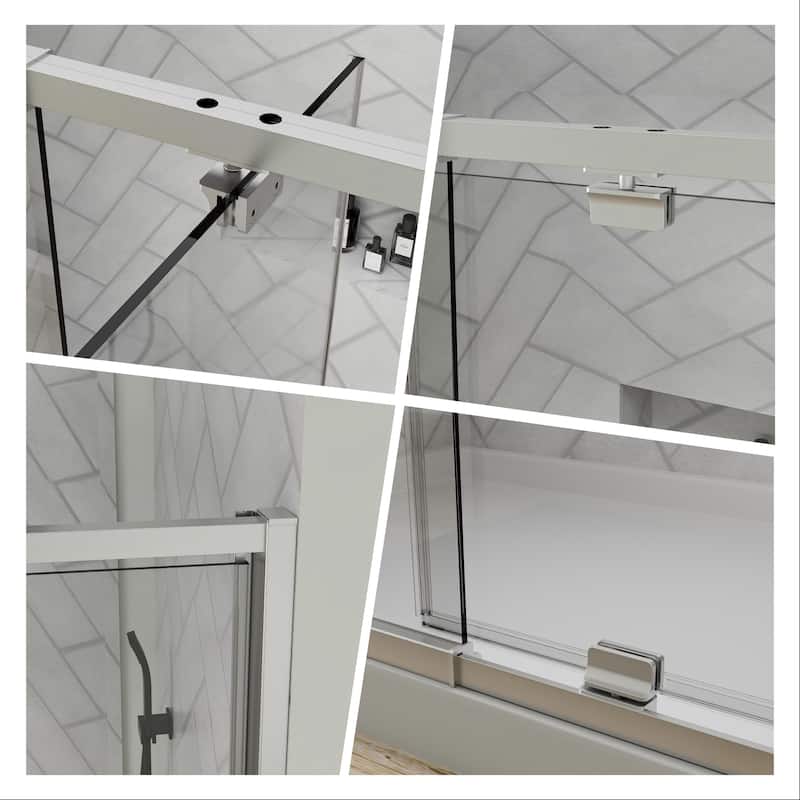 56-60" Bathtub Pivot Shower Screen Door - 60''x 71''
