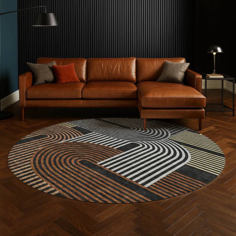 Machine Washable Indoor/ Outdoor Modern Basehor Chantille Rug