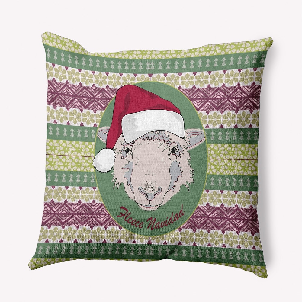 Fleece Navidad Christmas Indoor/Outdoor Throw Pillow