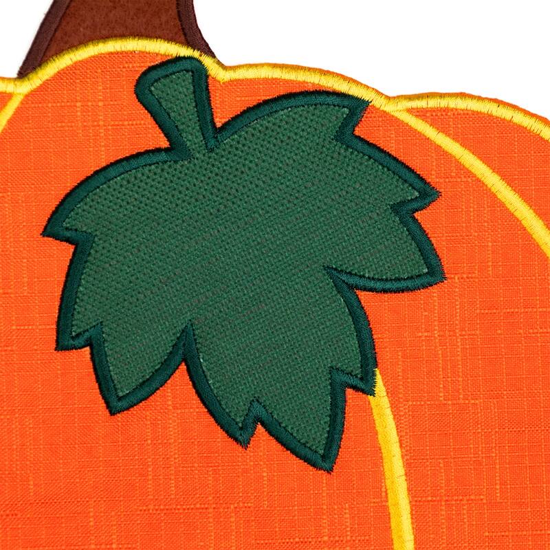 Embroidered Pumpkin Fall Harvest Placemats - 13" - Orange and Green - Set of 4