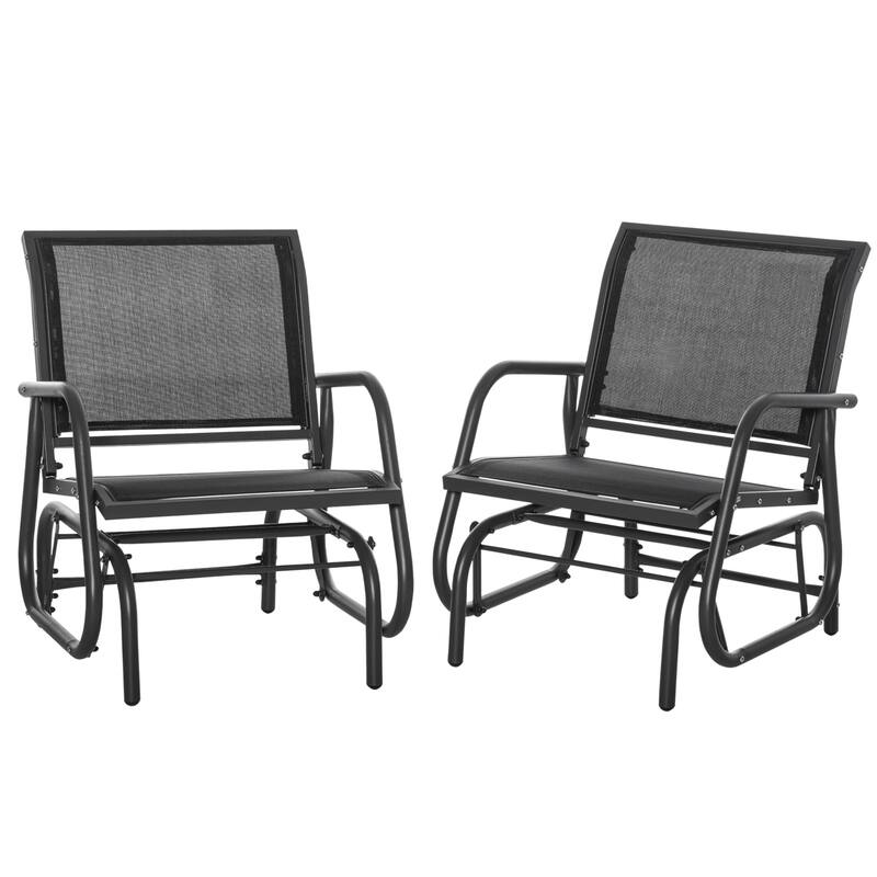 Outsunny Glider/Rocking Chair Set with Breathable Mesh Fabric, Curved Armrest