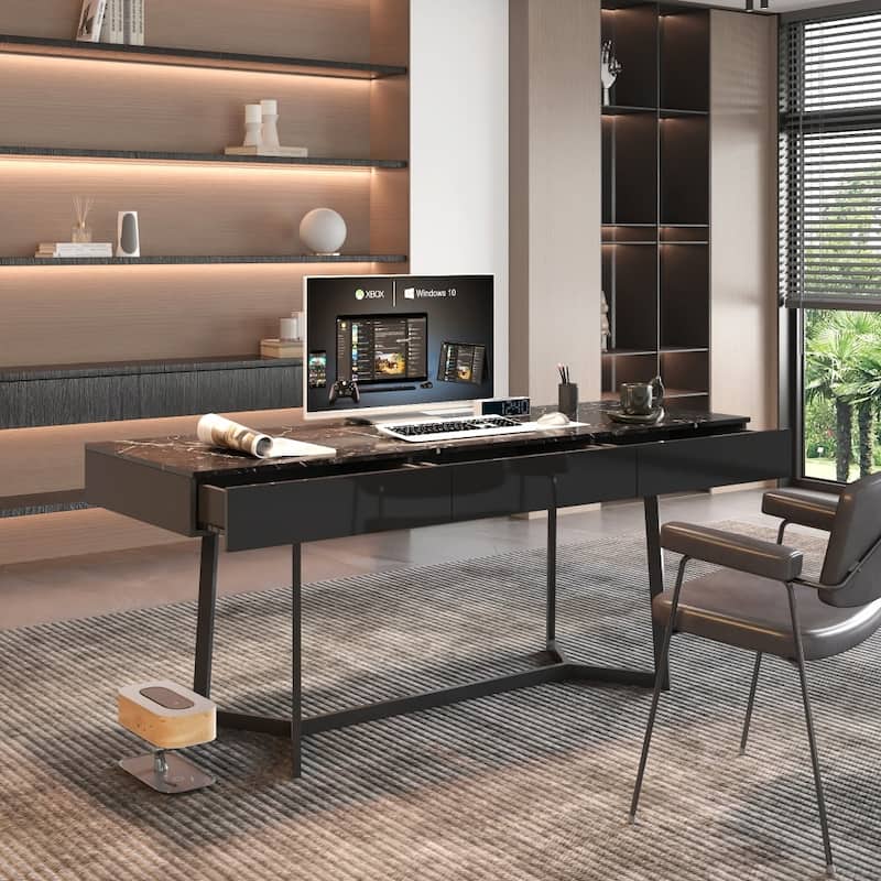 70.87" Modern Computer Desk Studying Table with Y-Shaped Metal Legs