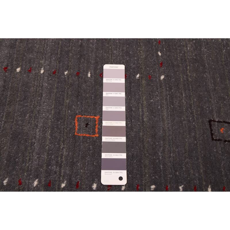 ECARPETGALLERY Hand Loomed Kashkuli Gabbeh Dark Grey Wool Rug - 5'2 x 6'11