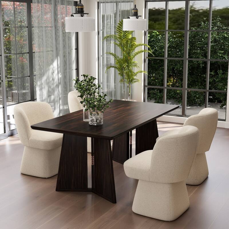 Fabric Upholstered Dining Chairs Set of 2 - Beige