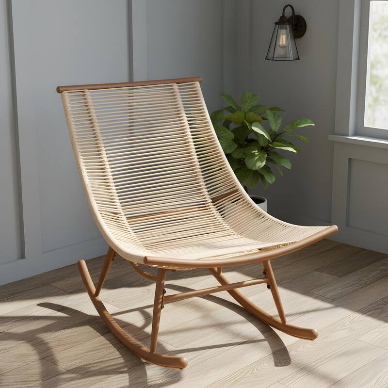 Christopher Knight Home - Modern Outdoor Rocking Chair with Metal Frame and PE Rattan