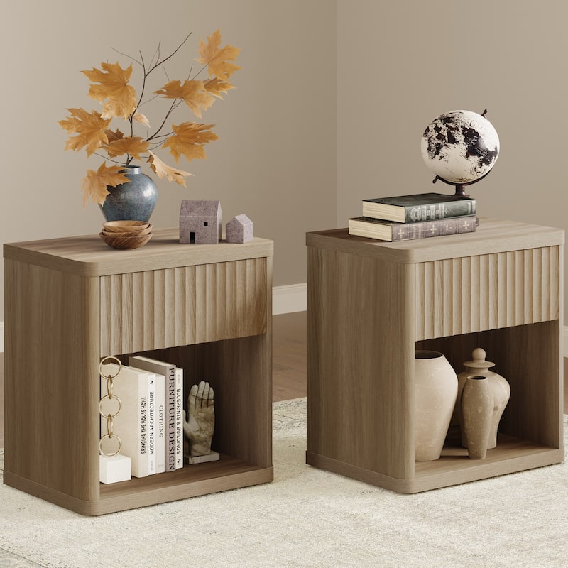 SICOTAS Nightstand with 1 Drawer and Open Storage