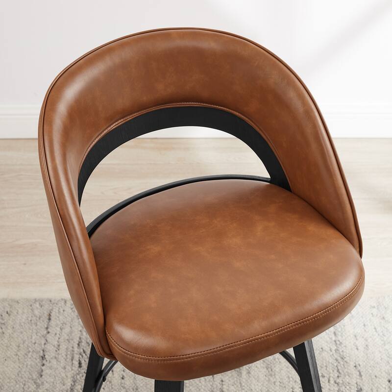 Art Leon Set of 2 Swivel Contemporary Counter Height Barstool with Bentwood Legs