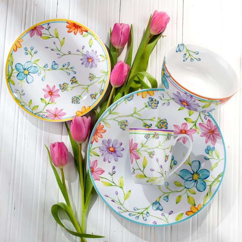 Euro Ceramica Charlotte 16 Piece Dinnerware Set - Service for 4