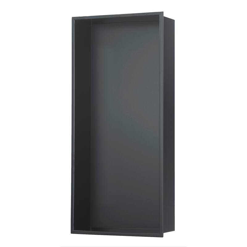 12-in x 24-in Ultra-thin Frame Recessed Stainless Steel Shower Niche Gun Metal Black