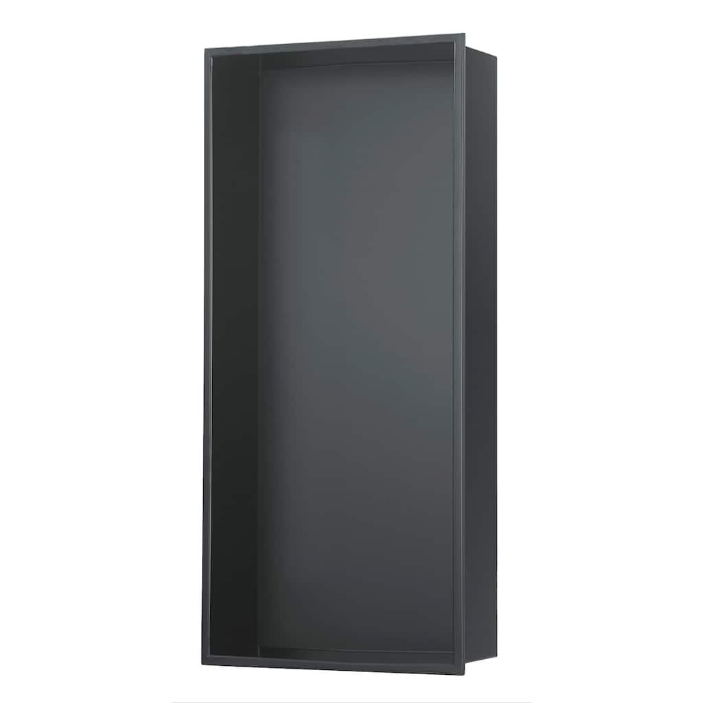 12-in x 24-in Ultra-thin Frame Recessed Stainless Steel Shower Niche Gun Metal Black