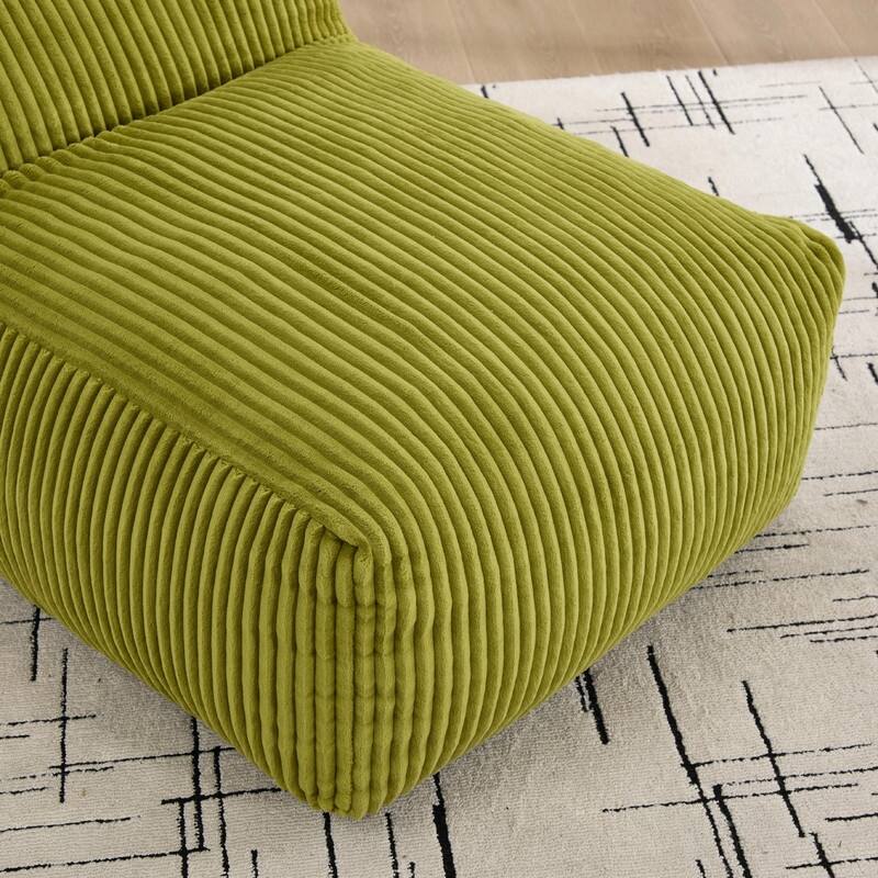 Large Memory Foam Bean Bag Chair for Adults, Corduroy Lounger Sofa with Ottoman