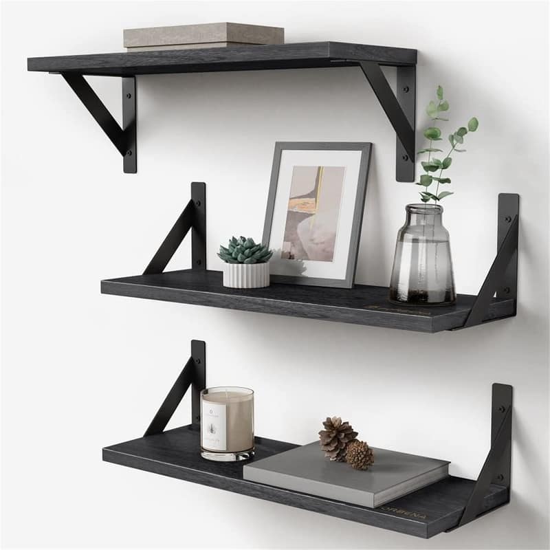 Floating Shelves Bathroom Set of 3 - 6"D x 17"W x 4.7"H - Black