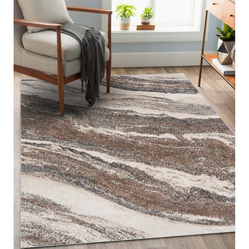 Luxe Weavers Marble Abstract Art Deco Area Rug, Indoor Carpet - 2' x 7' - Gray