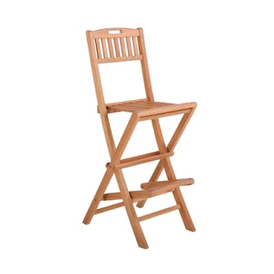 Nordic Style Natural Teak Indoor/Outdoor Folding Bar Stool
