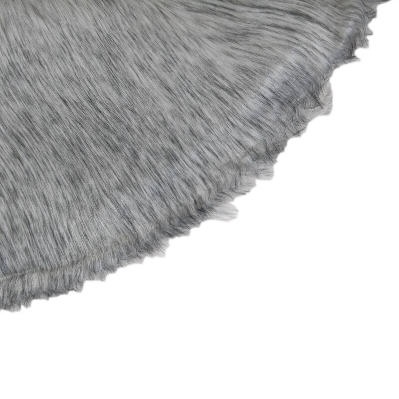 36" Beige and Gray Plush Faux Fur Christmas Tree Skirt - 36