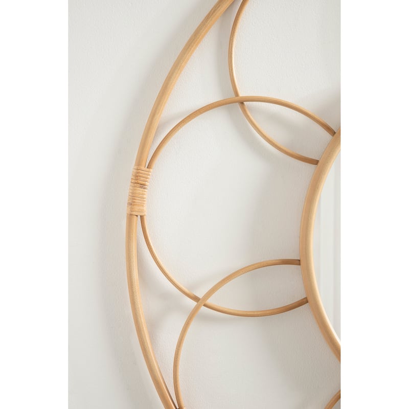 Kate and Laurel Cori Round Rattan Mirror