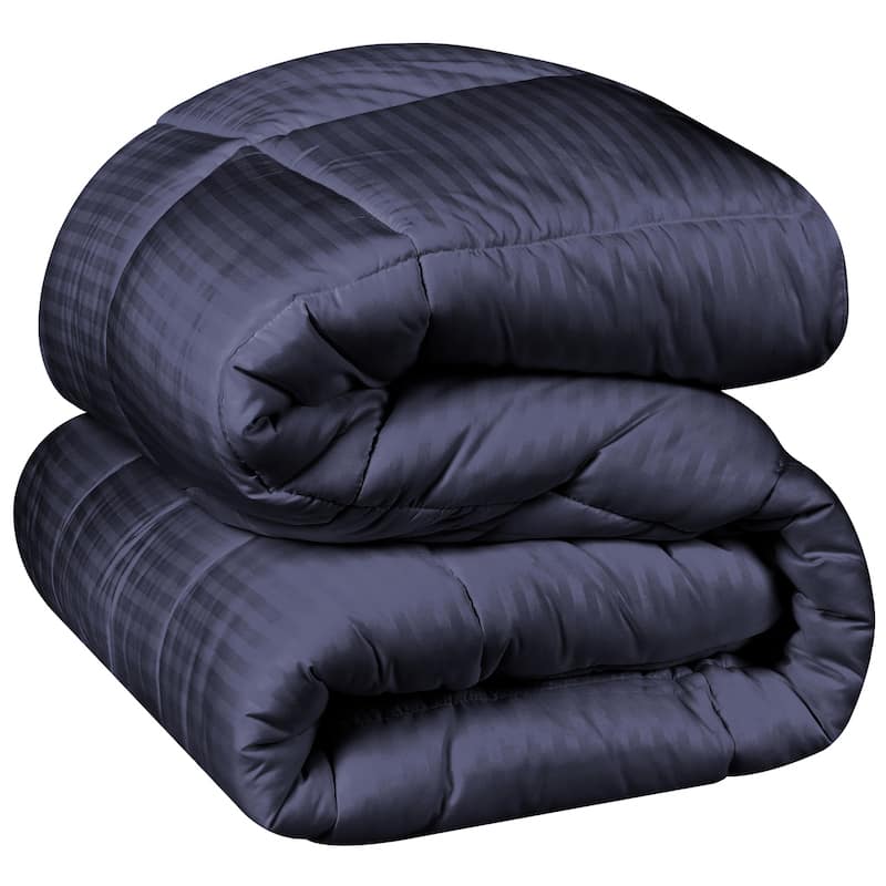 Superior 1 cm Striped Brushed Microfiber Reversible Down Alternative Comforter