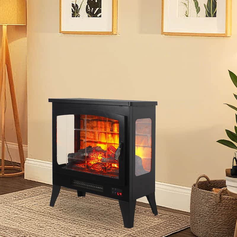 21 inchThree-sided Freestanding Electric Fireplace Stove heater with 3D Flame effect with remote control