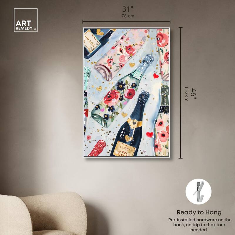 Fun Floral Champagne Canvas by Art Remedy