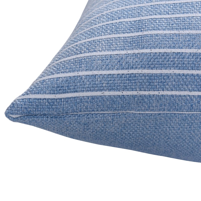 Dann Foley - Printed Thick Linen Cushion - Chambray Blue & White Upholstery