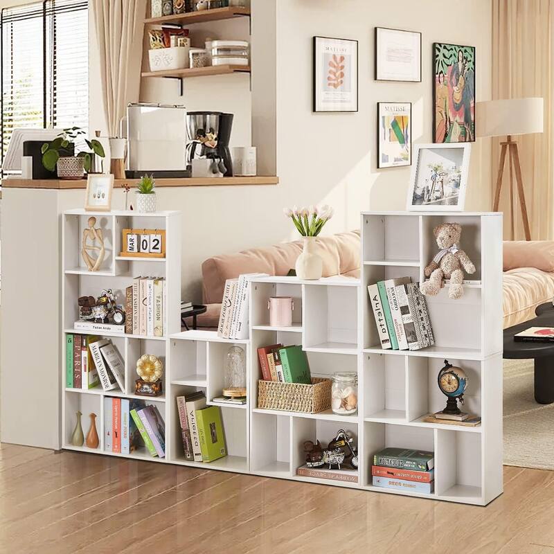 VECELO Wide Wood Organizer Bookcase Sets