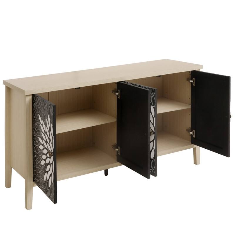 Sideboard Buffet Cabinet, Storage Cabinet with Storage,Modern Storage Cabinet with 4 Doors & Adjustable Shelves for Living Room