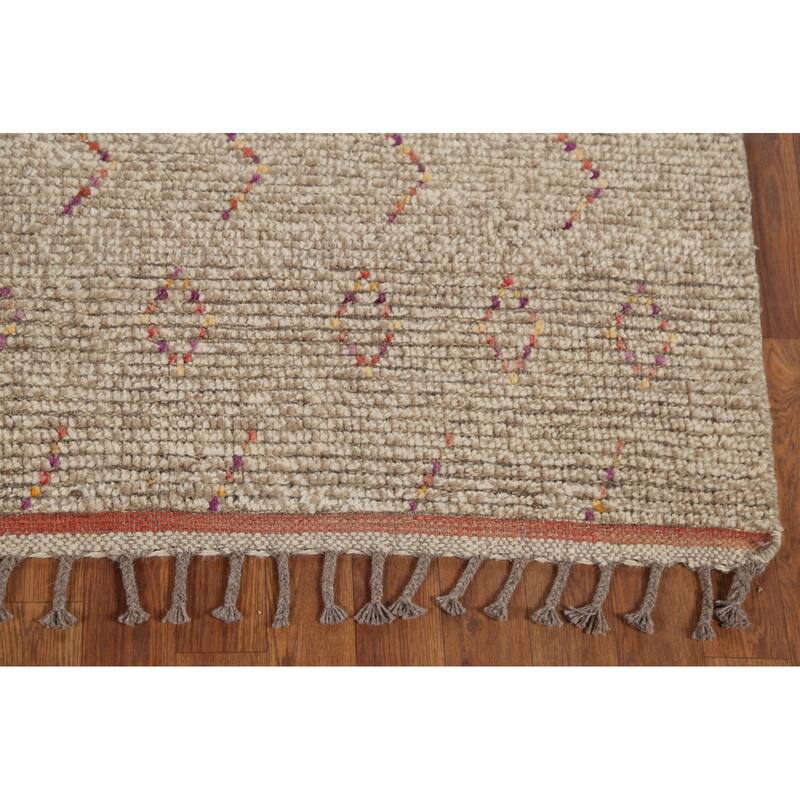 Earth Tone Moroccan Oriental Area Rug Handmade Wool Carpet - 5'7"x 8'10"