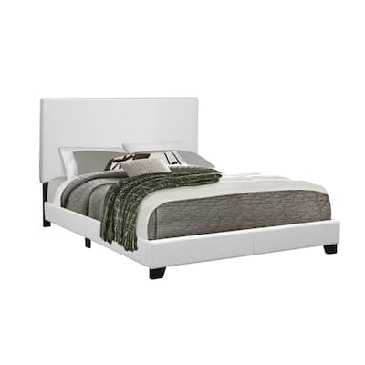 Leatherette Upholstered Platform Bed in White