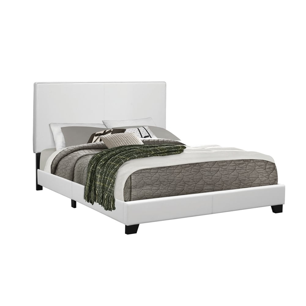 Leatherette Upholstered Platform Bed in White