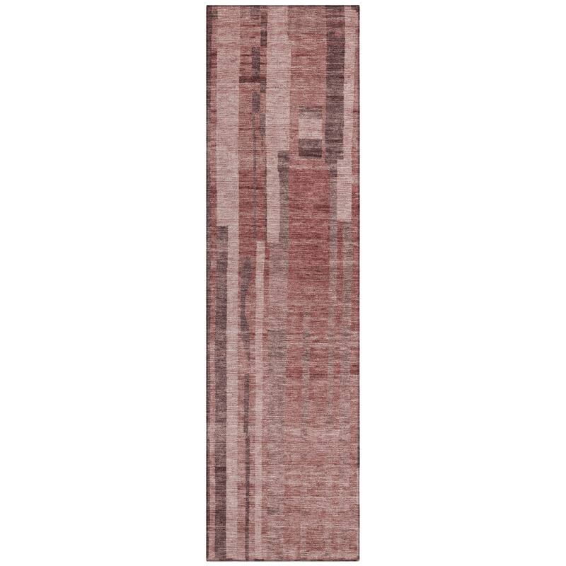 Machine Washable Indoor/ Outdoor Modern Stripes Chantille Rug