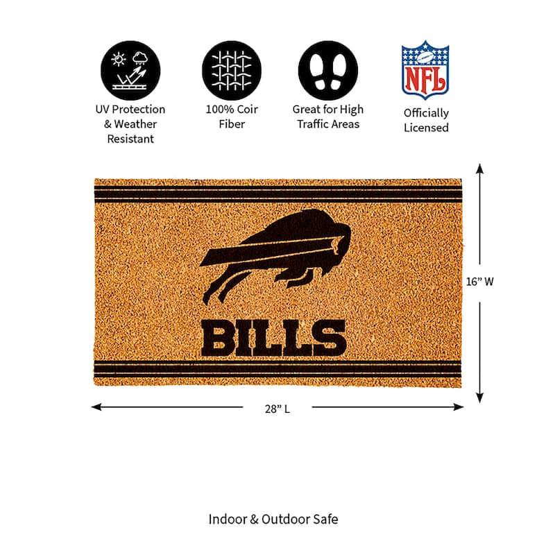 Buffalo Bills Monochrome Indoor/Outdoor Coir Door Mat