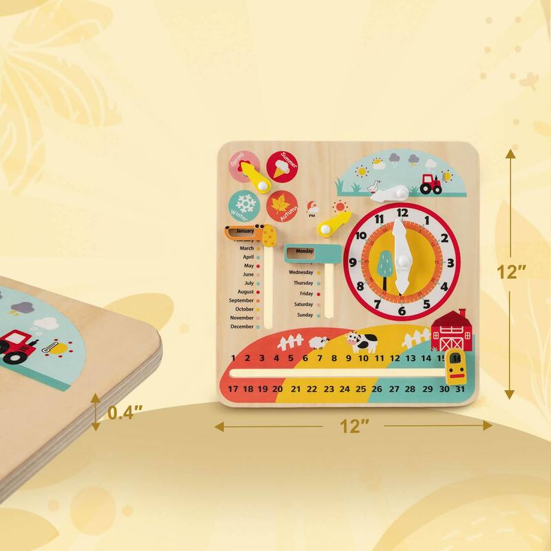 Costway Kids Montessori Educational Learning Toy with Clock, Seasons, - See Details