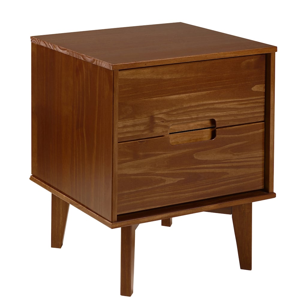 Mid-Century Modern 2-Drawer Nightstand in Walnut with Cutout Handles