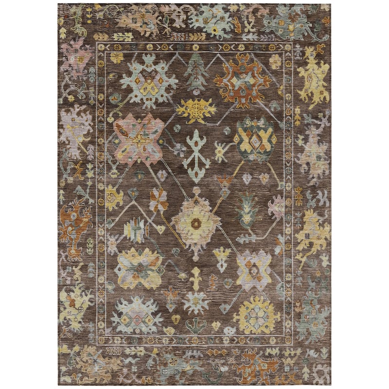 Machine Washable Indoor/ Outdoor Boho Traditional Chantille Rug