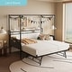 preview thumbnail 2 of 10, Modern Twin Canopy Bed Frame with 3 Under-Bed Storage Drawers/Trundle,with LED and a Charging Station,Guardrail-Style Enclosures