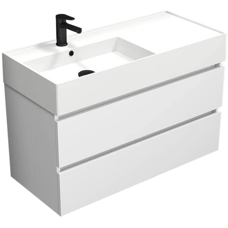Nameeks Block-4018-W Block 40" Wall Mounted Single Basin Vanity Set - Glossy White - Glossy