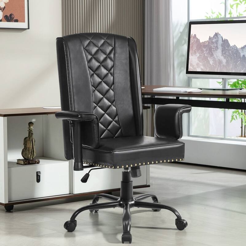 Adjustable Home Office Desk Chair Desk Chair Executive Office Chair Computer Chair Ergonomic Mid Back with 360° Swivel - Black