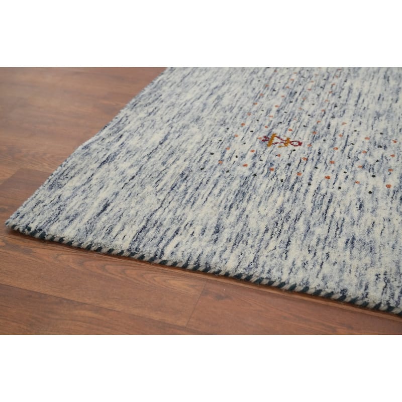 Hand Knotted Oriental 100% Wool Carpet Tribal Animal Pictorial Navy Blue & Blues Gabbeh Area Rug - 10' 1'' X 9' 9''