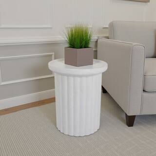 Accent Plant Stand Table, 21 Inch White Resin, Spacious Round Top