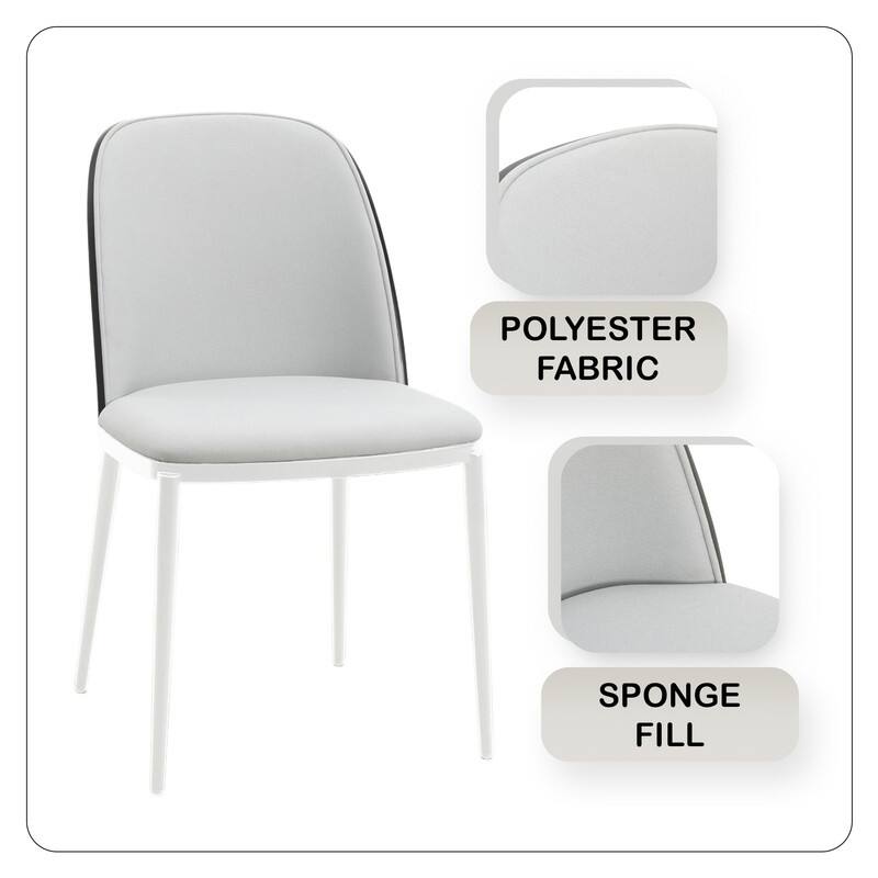 Tule 7-Piece Dining Room Set - Solid Wood Table with 6 Upholstered Metal Leg Chairs - Modern Minimalist Dining Table & Seating