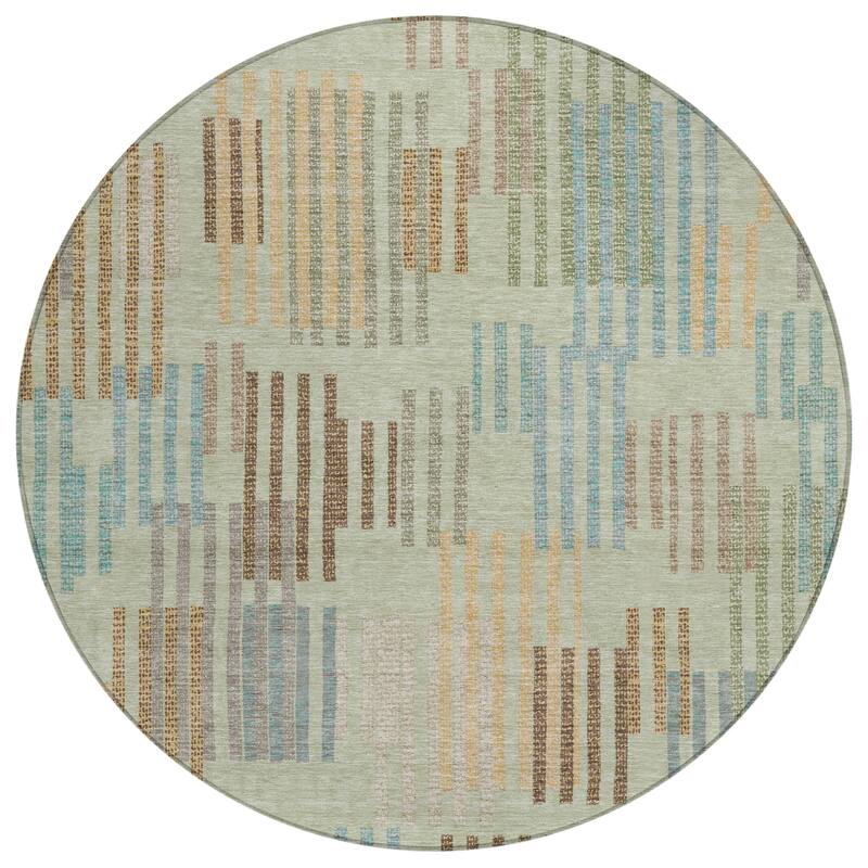 Machine Washable Indoor/ Outdoor Modern Pines Chantille Rug