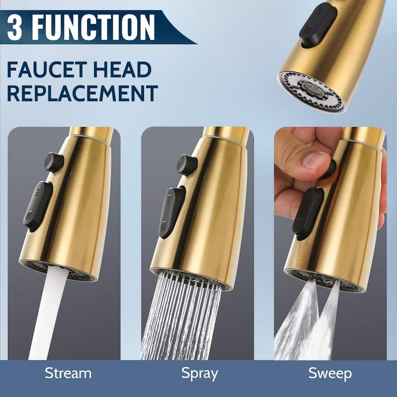 WOWOW Modern Kitchen Faucets Head with 3-Spray Modes and 9 Adapters