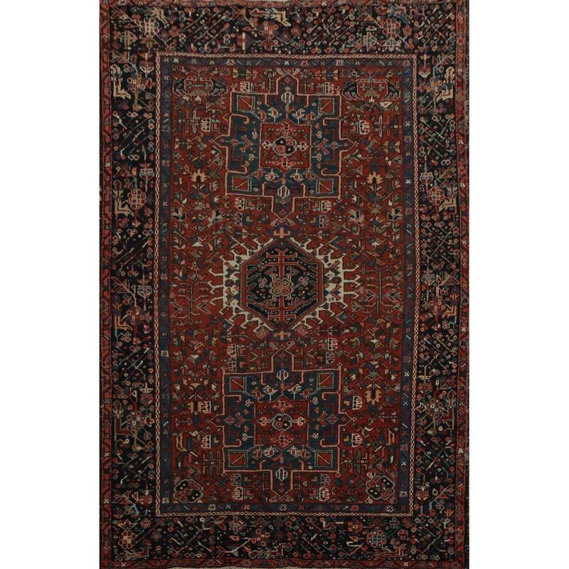 Hand Knotted Oriental 100% Wool Carpet Traditional Tribal Oranges & Rust Gharajeh Area Rug - 6' 4'' X 4' 6''