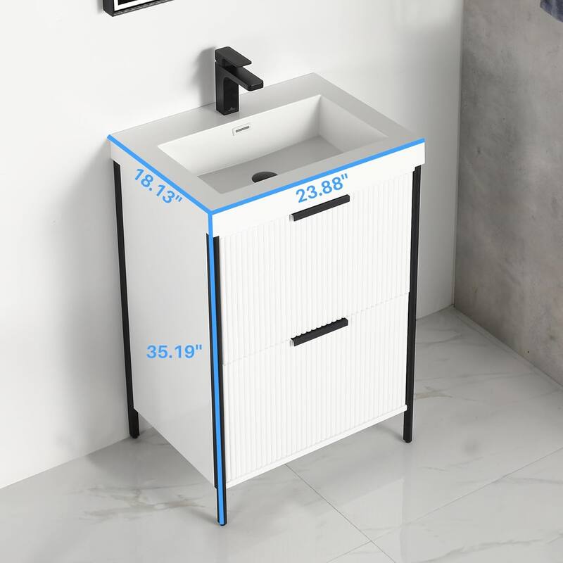 Blossom 24 Inch All Wood Freestanding Bathroom Vanity with Sink