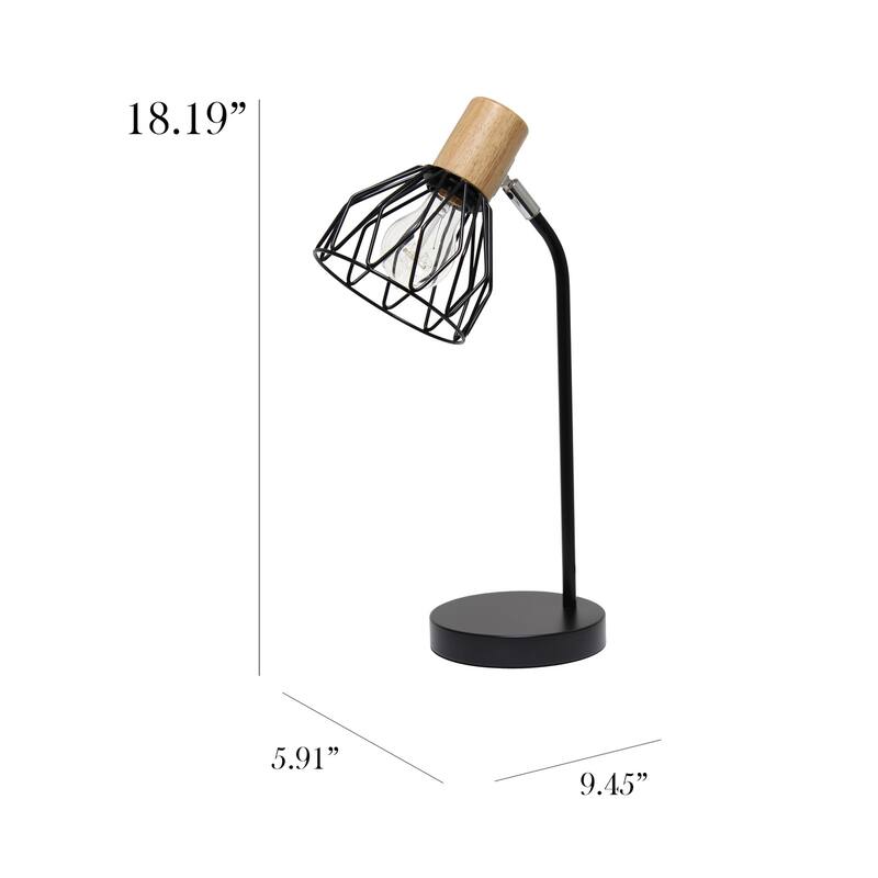 18.19 in. Black Finish Table Lamp with Black Shade, Desk Lamp for Writing and Computer Desks