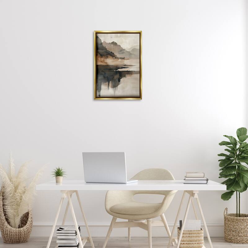 Stupell Layered Opaque Mountain Reflection Framed Floater Canvas Wall Art Design By LSR Creative Studio